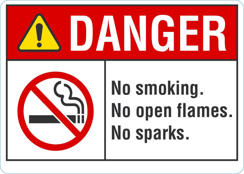 DANGER No Smoking, No Open Flames, No Sparks Sign LCU4-0172-RA_10x7