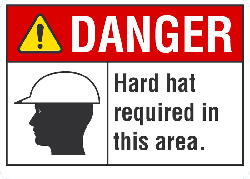 DANGER Hard Hat Required In This Area Sign