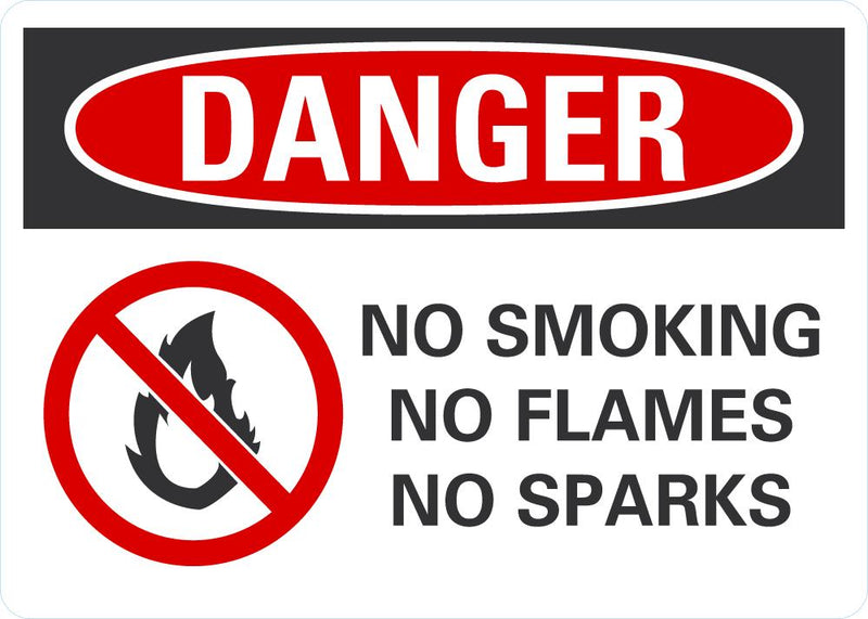 DANGER No Smoking, No Flames, No Sparks Sign LCU4-0205-RA_10x7