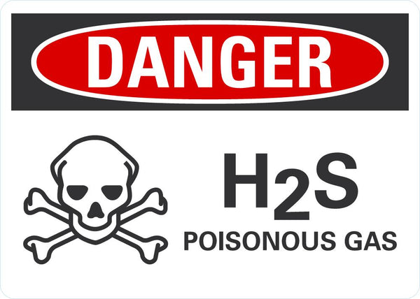 DANGER H2S, Poisonous Gas Sign LCU4-0220-NA_10X7