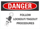 DANGER Follow Lock Out Tag Out Procedures Sign LCU4-0260-NA_10X7