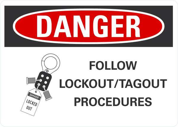 DANGER Follow Lock Out Tag Out Procedures Sign LCU4-0260-NA_10X7