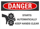 DANGER Starts Automatically, Keep Hands Clear Sign LCU4-0263-NA_10X7