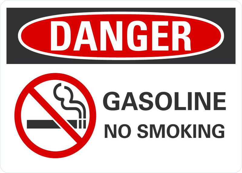 DANGER Gasoline No Smoking Sign LCU4-0271-RD_10x7