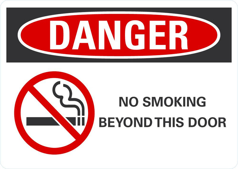 DANGER No Smoking Beyond This Door Sign LCU4-0273-RA_10x7