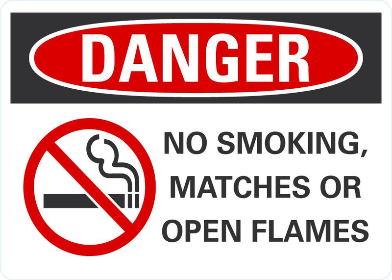 DANGER No Smoking, Matches Or Open Flames Sign LCU4-0275-RA_10x7
