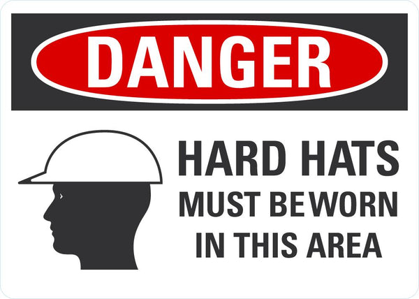 DANGER Hard Hats Must Be Worn In This Area Sign LCU4-0288-NA_10X7
