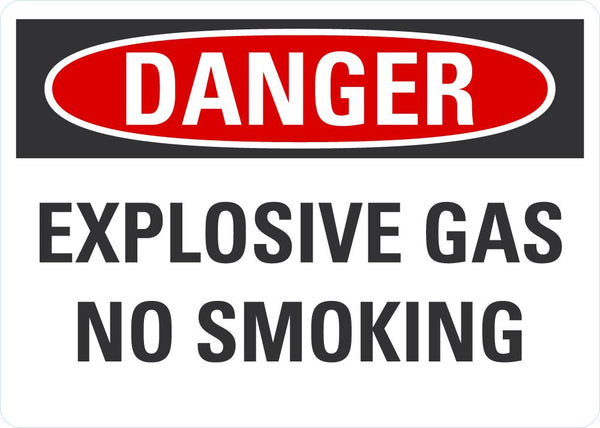 DANGER Explosive Gas, No Smoking Sign LCU4-0471-ND_5X3.5
