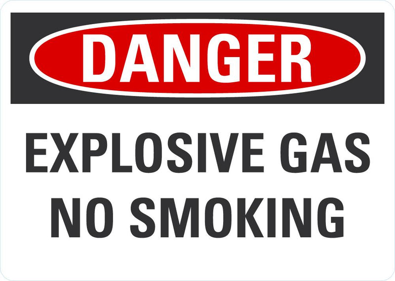 DANGER Explosive Gas, No Smoking Sign LCU4-0471-ND_5X3.5