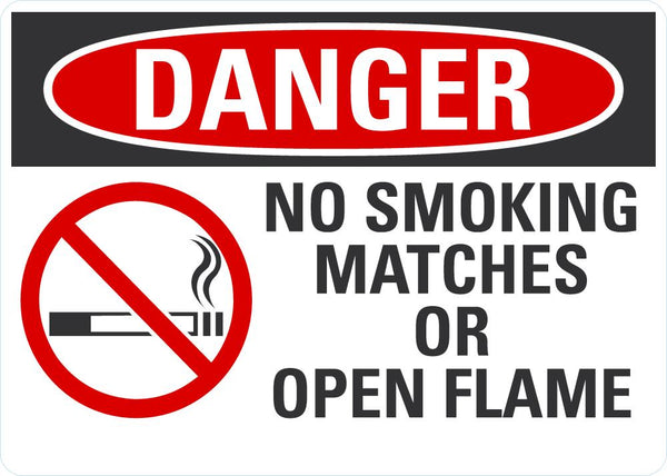 DANGER No Smoking, Matches Or Open Flames Sign LCU4-0526-NP_10x7