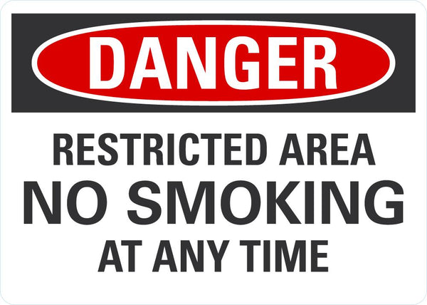 DANGER Restricted Area, No Smoking Sign LCU4-0572-NP_10X7