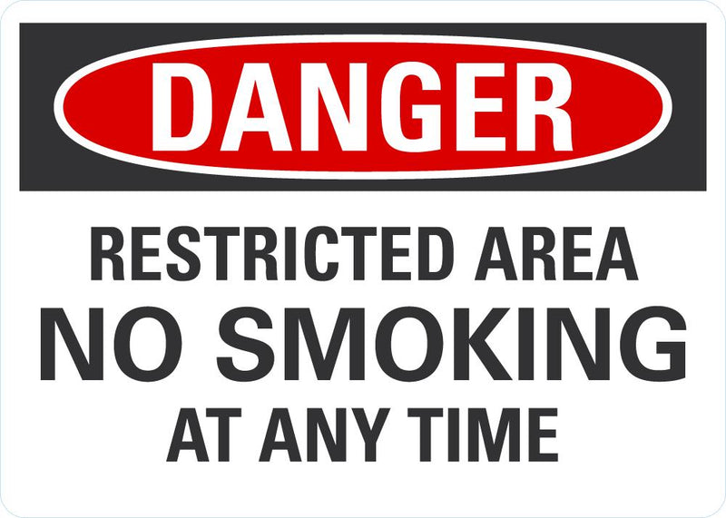DANGER Restricted Area, No Smoking Sign LCU4-0572-NP_10X7