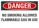 DANGER No Smoking, Flammable Gas In Use Sign LCU4-0577-RA_14x10