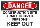 DANGER Construction Site, Keep Out Sign LCU4-0626-NA_10X7