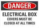 DANGER Electrical Box Covers Must Be Closed At All Times Sign LCU4-0642-ND_5X3.5