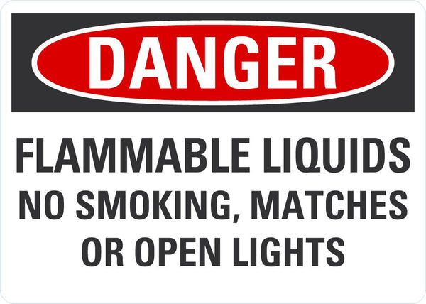 DANGER Flammable Liquids, No Smoking Sign LCU4-0653-NA_10X7
