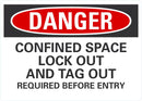 DANGER Confined Space Lock Out And Tag Out Required Sign LCU4-0667-NA_10X7