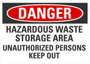 DANGER Hazardous Waste Storage Area Sign LCU4-0672-ND_10X7