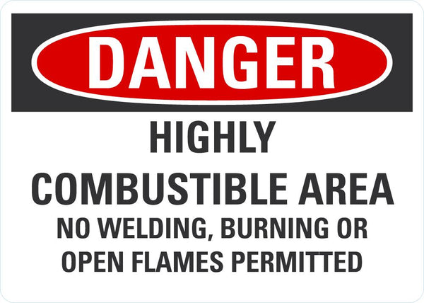 DANGER Highly Combustible Area Sign LCU4-0691-NA_10X7