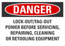 DANGER Lock Out/Tag Out Before Set Up, Maintenance, Service Or Repair Sign LCU4-0701-NA_10X7