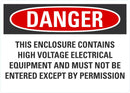 DANGER This Enclosure Contains High Voltage Electrical Equipment And Must Not Be Entered Without Permit Sign LCU4-0714-NA_10X7
