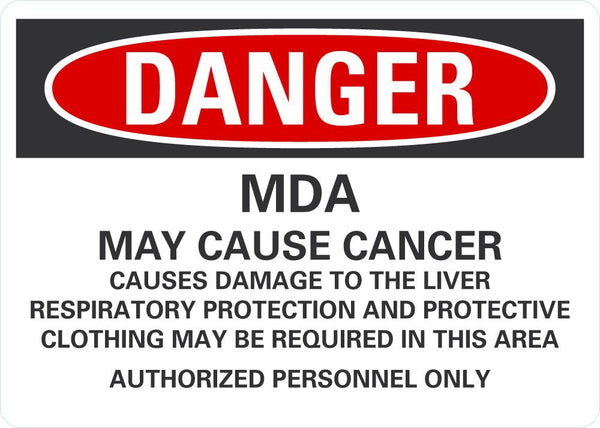 DANGER MDA, May Cause Cancer Sign LCU4-0721-NP_14X10