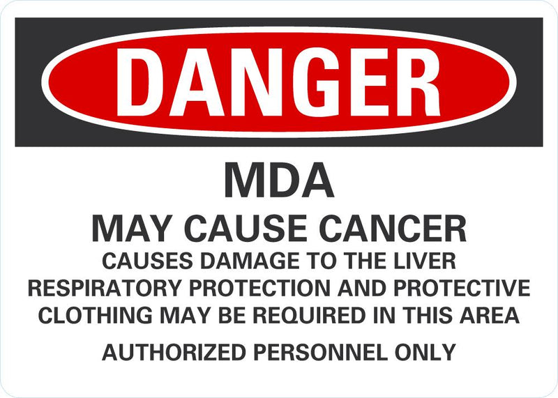 DANGER MDA, May Cause Cancer Sign LCU4-0721-NP_14X10