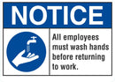NOTICE All Employees Must Wash Hands Sing LCU5-0002-NA_10X7