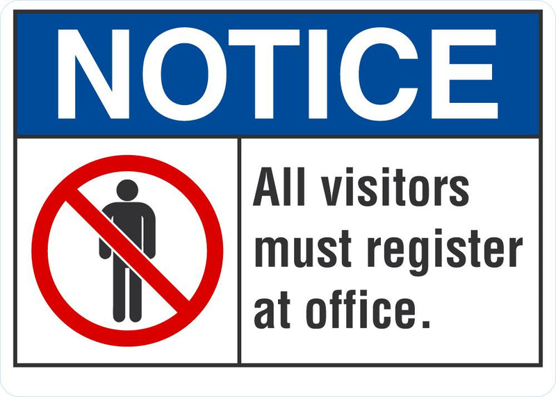 Notice All Visitors Must Register At Office Sign LCU5-0010-NA_10X7