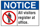NOTICE All Visitors Register At Office Sign LCU5-0011-NA_10X7