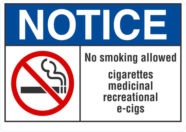 NOTICE No Smoking Allowed Sign LCU5-0025-RA_10x7