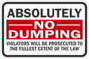 No Dumping Sign T1-1674-DG_18x12