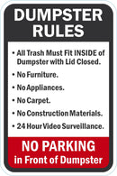 Dumpster Rules Sign T1-1693-DG_12x18