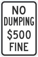 No Dumping $500 Sign T1-1705-DG_12x18
