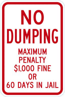 No Dumping Sign T1-1713-DG_18x24