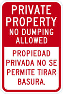 Private Property, No Dumping Sign T1-1744-DG_12x18