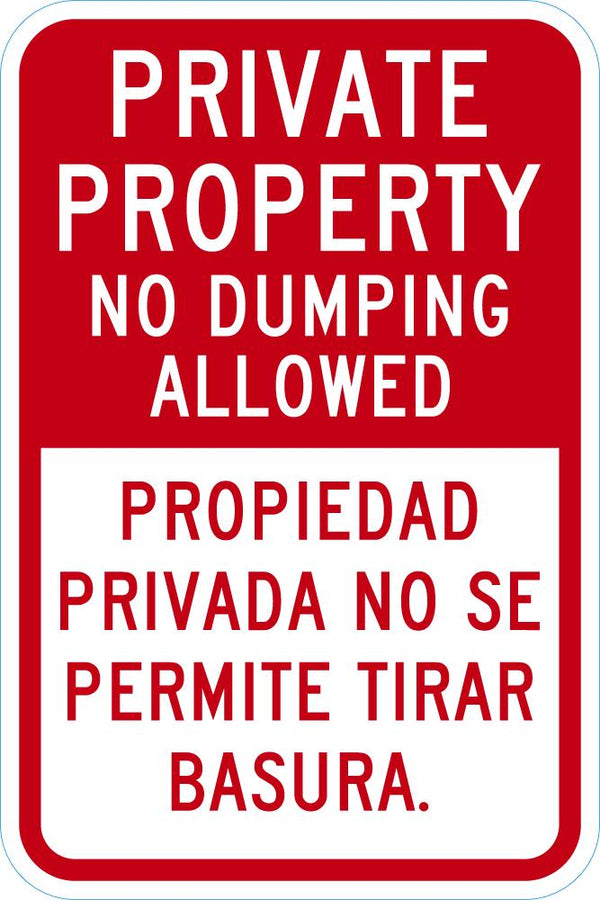 Private Property, No Dumping Sign T1-1744-DG_12x18