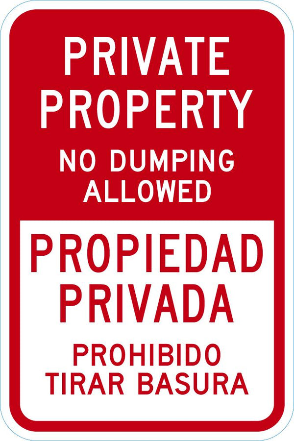 Private Property, No Dumping Sign T1-1745-DG_12x18