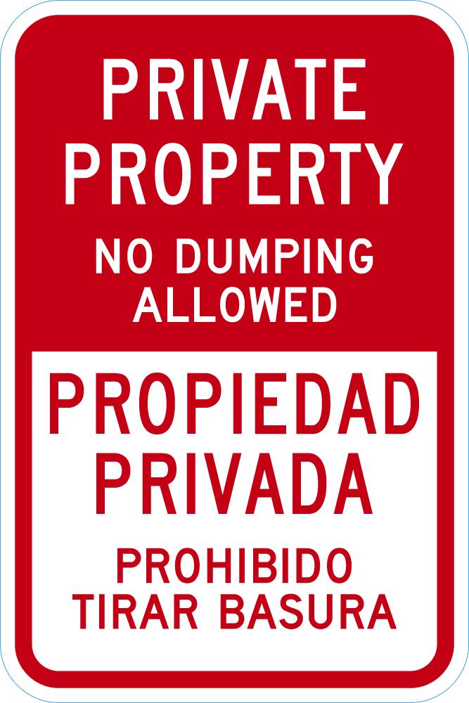 Private Property, No Dumping Sign T1-1745-DG_12x18
