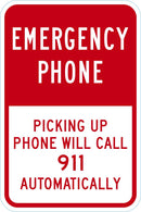 Emergency Phone Sign T1-1803-DG_12x18