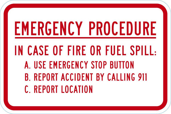 Emergency Procedure Sign T1-1804-DG_18x12