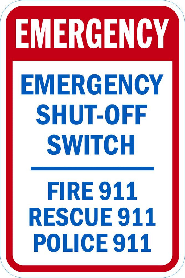 Emergency Shut-Off Switch Sign T1-1809-DG_12x18