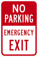 No Parking, Emergency Exit Sign T1-1840-DG_12x18