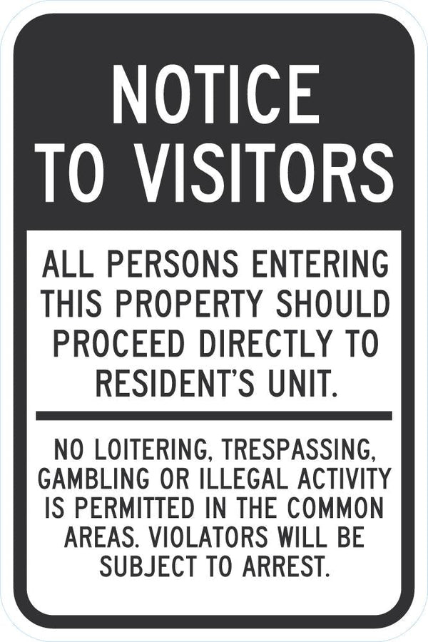 Notice To Visitors Sign T1-1922-DG_12x18