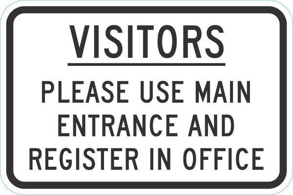 Visitors Please Use Main Entrance Sign T1-1937-DG_18x12