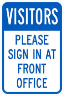 Visitors Please Sign In At The Front Sign T1-6122-DG_12x18