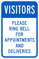 Please Ring Bell For Appointments and Deliveries Sign T1-6125-DG_12x18