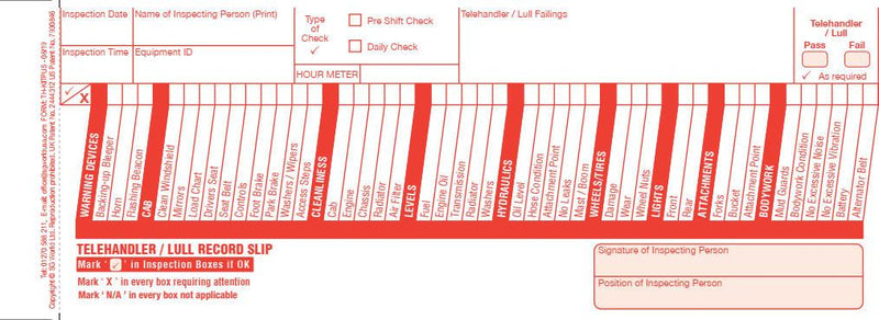 Telehandler/Lull Forklift Inspection Books