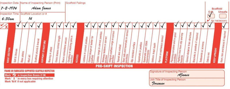 Scaffold Inspection Books