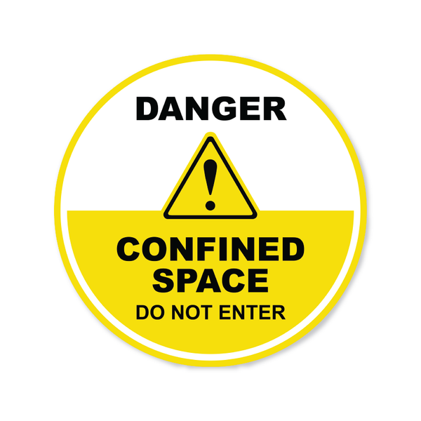 Danger Confined Space- Circle Anti-Slip Floor Sticker - 12"/17" Diameter